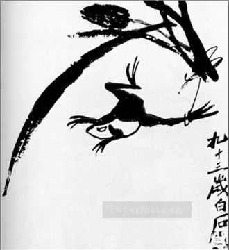 中国 Painting - Qi Baishi カエルの繁体字中国語